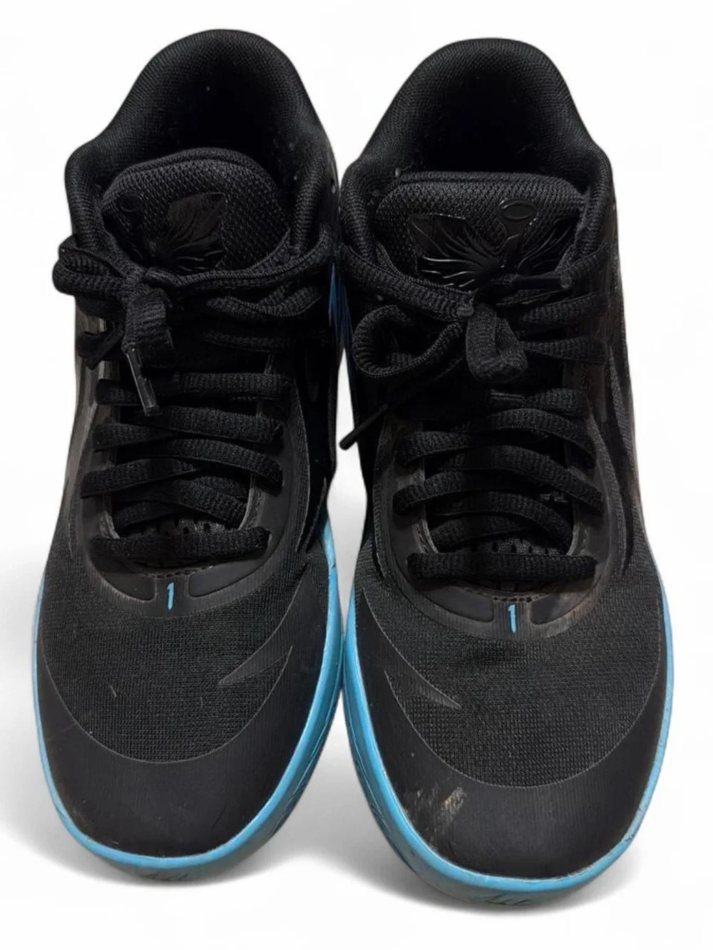 Puma Kids Black Sneakers with Blue Accents